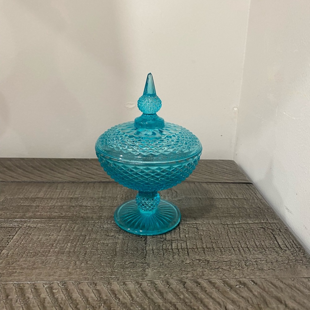 MCM Blue Glass Candy Dish